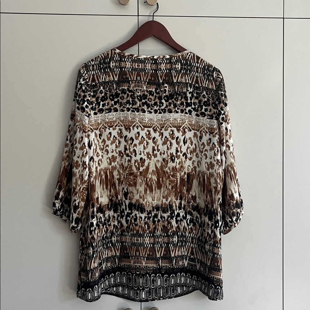 Rafaella Brown and Black Patterned Top - M - Picture 5 of 6